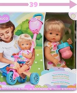 and Her Tricycle, Baby Doll with Cute Dress, Pink Tricycle with Basket, Adjustable Handles, for Girls up to 5 Years, 13.78″ Doll 2
