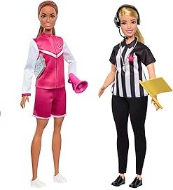 Barbie Career of The Year Doll Set with 4 Sport Professionals & Accessories, Including General Manager, Coach, Referee & Sports Reporter