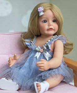 Pinky Reborn Reborn Baby Dolls 22 Inch Silicone Full Body Realistic Reborn Toddler Dolls,Waterproof Bath Girls Doll for Children Toddler Gift Set 2