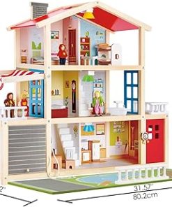 Hape Doll Family Mansion| Award Winning 10 Bedroom Doll House, Wooden Play Mansion with Accessories for Ages 3+ Years 2