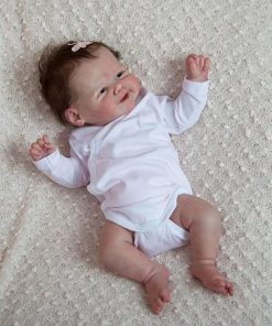 Pinky Reborn Realistic Baby Dolls That Look Real 20 in Smiling Silicone Baby Doll 3D Painted Skin Soft Cloth Body Realistic Newborn Baby Dolls for Kids with Accessories 2