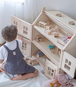 PlanToys Wooden Victorian Dollhouse Natural Collection (7124) 2