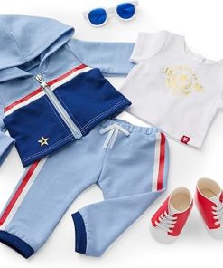 American Girl Team AG Jogger Set 18 inch Doll Clothes with Sneakers, Red, White, and Blue, 5 pcs, Ages 6+