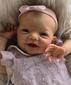 Zero Pam 20 Inch Lifelike Smiling Reborn Baby Girl Dolls Painted Hair, Realistic Newborn Toddler with Soft Cloth Body Open Eyes Bebe Reborn De Silicona Toys Doll for Kids and Collectors