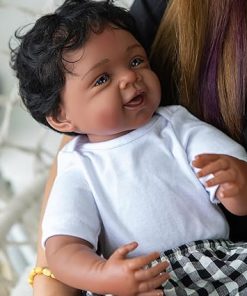 Pinky Lovely 22 Inch 55 cm Reborn Baby Doll Soft Silicone Toddler Dolls African American Baby Doll Toy 2