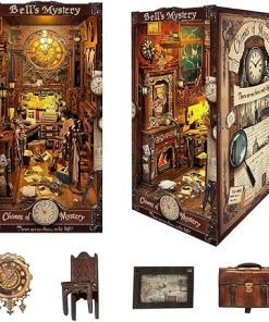 Book Nook Kit Miniature Booknook Kit Decorative Bookend Bookshelf 3D Wooden Puzzle Dollhouse Gifts for Adults Teens – Bell’s Mystery (SQ-42)