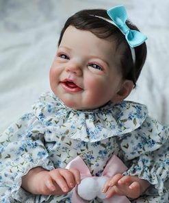 Realistic Reborn Baby Dolls, 18 Inch Sweet Smile Eyes Open Newborn Baby Dolls Girl, Soft Vinyl Real Life Baby Dolls with Weighted Body, Birthday Gift Set for Kids Age 3+ 2