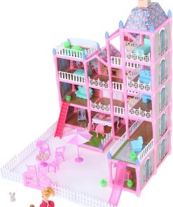 Kisangel 1Set Princess Doll House for Layers Rooms with Glow The Dark and Lights Doll House with Furniture Accessories Playhouse