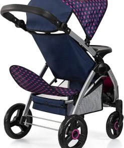 Bayer Design Dolls: Twin Star Stroller – Blue, Hot Pink, Unicorn – Seats 2 Dolls Up to 18″, Shoulder Bag, Foldable Sibling Buggy, Kids Toy, Ages 3+ 2