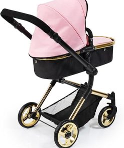 Bayer Design Dolls: Pram Neo Vario – Pink, Black, Gold – Accessory for Dolls Up to 20″, Shoulder Bag, Converts to Stroller, Kids Toy, Ages 3+ 2