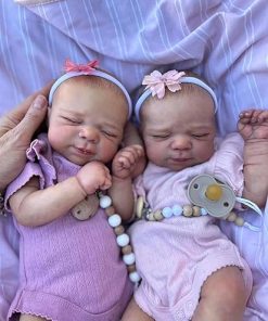 Anano Twins Reborn Baby Dolls Full Body Silicone Babies 18 Inch Realistic Newborn Dolls Twins Lifelike Reborn Twins Girls Full Body Soft Silicone Vinyl Babies, Real Life Newborn Twins Baby