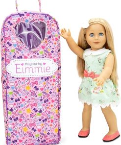 Playtime by Eimmie 18 Inch Doll – Girl Dolls with Blonde Hair, Blue Eyes, Outfit, Shoes, Pajamas, 18” Clothes Accessories & Travel Suitcase – Girls, Toddler & Childs Play Dollie – Eimmie