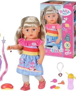 BABY born 830345 Big Sister Doll 43cm-6 Lifelike Functions, Blonde Hair-Easy for Small Hands, Creative Play Promotes Empathy & Social Skills, for Toddlers 4 Years & Up-Includes Outfit & 10 Accessories