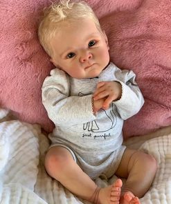 Pinky Reborn Baby Dolls Soft Vinyl Cloth Body 18 Inch Lifelike Newborn Baby Doll Birthday Gift with Doll Accessories for Kids Aged 3+