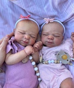 Anano Twins Reborn Baby Dolls Full Body Silicone Babies 18 Inch Realistic Newborn Dolls Twins Lifelike Reborn Twins Girls Full Body Soft Silicone Vinyl Babies, Real Life Newborn Twins Baby 2