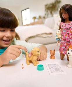 Barbie Doggy Daycare Doll, Brunette, and Pets Playset with Puppy That Poops and One That Pees, Plus Color-Change Paper and More 2