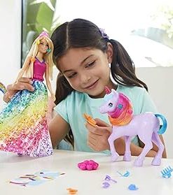 Barbie Dreamtopia Unicorn Pet Playset Princess Doll, Unicorn with Color Change Potty Feature & 18 Accessories, Gift for 3 to 7 Year Olds, GTG01 2