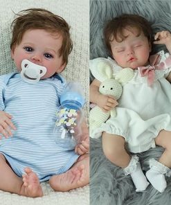 Lifelike Reborn Baby Dolls Twins Boy & Girl, 20Inch Cute Soft Vinyl Realistic-Newborn Baby Dolls Poseable Real Life Lifelike Baby Dolls w/Doll Accessories for 3+ Year Old