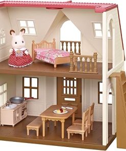 Calico Critters Red Roof Cozy Cottage – Dollhouse Playset with Figures, Furniture and Accessories for Ages 3+