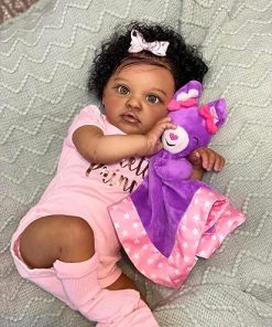 Zero Pam Realistic Reborn Baby Dolls Black Girl Toddler Eyes Open, 20 Inch Lifelike African American Newborn Girl Doll in Soft Cloth Body Silicone Reborns Doll with Feeding Kit 2