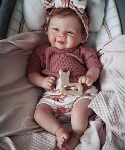 Angelbaby 20inch Reborn Realistic Baby Dolls Cute Smiling Newborn Girl Doll Soft Silicone Real Cute Baby Feeling Lifelike Happy Reborn Toddler Adorable Doll with Accessories for Kids
