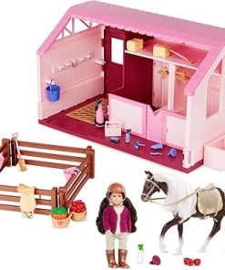 Lori Dolls – Philippa’s Horse & Stable Set – Mini Doll, Toy Horse & Stable – 6-inch Horseback Riding Doll, Barn & Accessories – Playset with Working Lights & Water Feature – 3 Years +