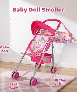 BABESIDE 4Pcs Baby Doll Stroller Set with Doll Pack n Play, Baby Doll High Chair, Reborn Doll Crib with Storage Bag, Reborn Baby Doll Accessories for 17-20 Inches Dolls Kids Gift 2