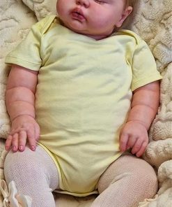 Zero Pam 24 inch Realistic Reborn Baby Dolls Girls Pickle with Hair and Sleeping, Lifelike Reborn Chubby Baby Toddlers Eyes Closed Doll Real Life with Soft Cuddle Cloth Body for Kids Age 3+