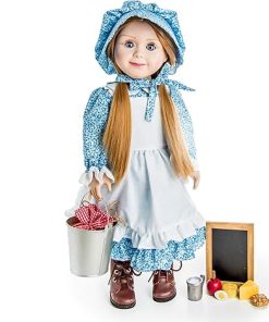 THE QUEEN’S TREASURES Officially Licensed Little House on The Prairie Mary Ingalls 18 Inch Doll, Comes with A Lunch Pail ,Food and Chalk Board. Compatible with American Girl 2