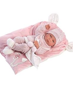 Nica Doll with Blue Eyes and Vinyl Body, Baby Doll Including Pink Outfit, Cuddle Blanket, Pacifier, Dummy Chain and Soft Cushion, 40 cm