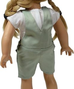 The New York Doll Collection Set of 3 Twill Overalls: Pink, Grey and White 2