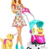 Barbie Stroll ‘n Play Pups Playset with Barbie Doll, 2 Puppies and Pet Stroller