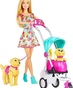 Barbie Stroll ‘n Play Pups Playset with Barbie Doll, 2 Puppies and Pet Stroller