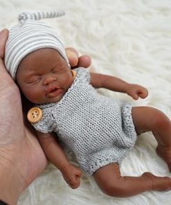 7″ Boy Reborn Baby Dolls Silicone Full Body Soft Mini Realistic Newborn Baby Dolls Real Life Tiny Baby Doll with Feeding Accessories-C 2