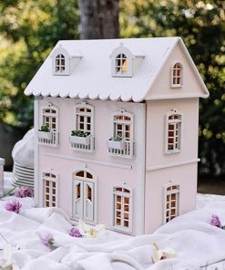 Wooden Dollhouse – 55+ Pieces Furniture and Accessories – Large 3-Story Wooden Doll House with Modern Decor