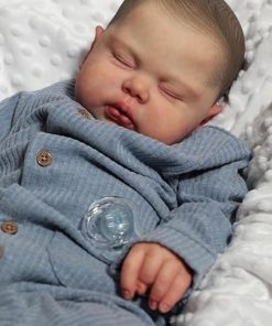 Angelbaby 24 Inch Big Realistic Reborn Baby Boys Doll Real Life Sleeping Newborn Silicone Baby Doll with Chubby Face Reborn Toddler Weighted Cloth Body Lifelike Toy Dolls (Blue)