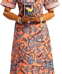 Barbie Inspiring Women Doll, Maya Angelou Wearing Dress & Accessories, Collectible with Doll Stand & Certificate of Authenticity