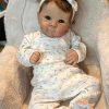 ROBOTIME Baby Doll Crib with 15“Baby Reborn Doll, Baby Doll Bed, Doll Rocking Cradle Baby Doll Accessories Furniture with Bedding for 18 inch Dolls (Seashell) 4
