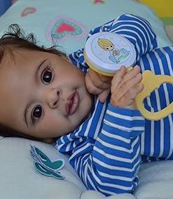 RXDOLL African American Reborn Baby Dolls Black Boy 20 inch Realistic Newborn Baby Dolls Soft Body Real Life Baby Doll Lifelike Reborn Doll with Toy Accessories for Age 3+ 2