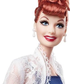 Barbie Tribute Collection Lucille Ball Doll, Wearing Blue Dress & Lace Jacket, with Doll Stand & Certificate of Authenticity, Gift for Collectors, White 2