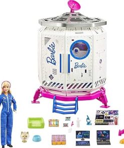 Barbie Space Discovery Space Station Playset with Space Explorer Doll, Puppy, Workstation, Satellite Space Scenes & 20 Space Station Items:Chair, Test Tubes, Microscope, Puppy Bed, 3-7Years Old