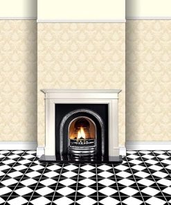 Pack of 5 Dolls House Miniature Cream On Beige Leaf Damask Wallpaper 2