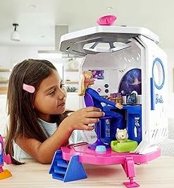 Barbie Space Discovery Space Station Playset with Space Explorer Doll, Puppy, Workstation, Satellite Space Scenes & 20 Space Station Items:Chair, Test Tubes, Microscope, Puppy Bed, 3-7Years Old 2