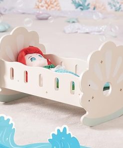 ROBOTIME Baby Doll Crib, Baby Doll Bed, Doll Rocking Cradle Baby Doll Accessories Furniture with Bedding for 18 inch Dolls (Seashell)