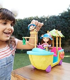 Mattel Enchantimals Junglewood Boat & Merit Monkey Doll, Multi Color 2