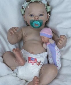 iCradle Reborn Baby Dolls Girls Siicone Full Body 20 inch Realistic-Washable Newborn Toddler Dolls Brown Hair Anatomically Correct with Clothes and Toy Accessories Gift for Kids Age 3+ 2