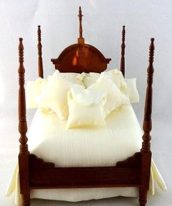 Dollhouse Miniature 1:12 Scale Walnut 4-Poster Bed #T6381 2