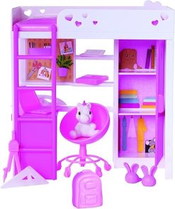 Simba Evi Love My Room, 105733601 Doll in Children’s Room with Bunk Bed, Desk and Cupboard, with Accessories, 12 cm Toy Doll, from 3 Years 2