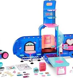 LOL Surprise 4-in-1 Glamper Fashion Camper with 55+ Surprises Fully-Furnished with Light Up Pool, Water Slide, Bunk Beds, Cafe, Bathroom, Closet, Vanity, BBQ Grill, and DJ Booth – Gift for Ages 6+