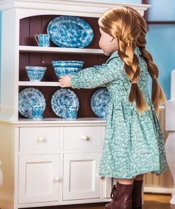 The Queen’s Treasures 18 Inch Doll Wooden Furniture, Farmhouse Collection Fully Assembled Step Back Kitchen Cupboard Dish Hutch, Compatible with American Girl Kitchen Furniture 2